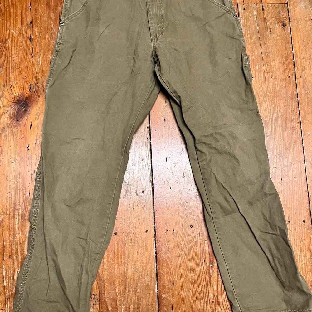 Wrangler Men’s Relaxed Fit Carpenter Pants - 32x32 - Olive Green Cotton Canvas
